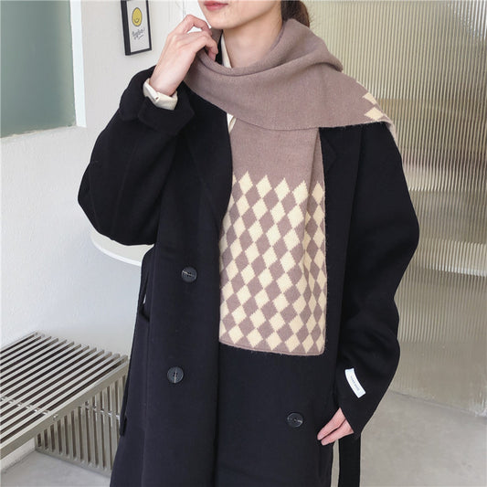 Fashion Women's Houndstooth Knitted Wool Scarf