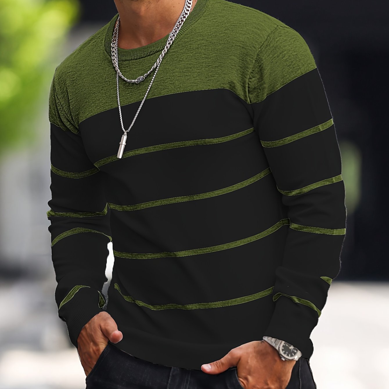 Men's Knitted Fashion Crew Casual Sweatshirt