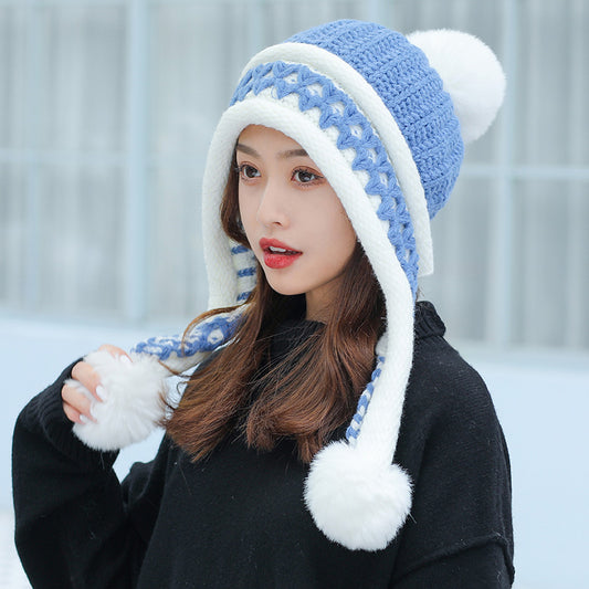 Two-piece Knitted Beanie Set With One-piece Scarf