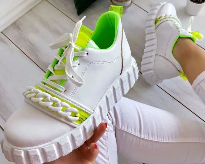 Casual Sports Lace Up Women Shoes With Muffin Sole