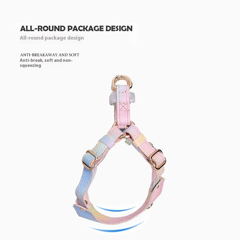 Colorful Leather Cat Strap Pulling Rope