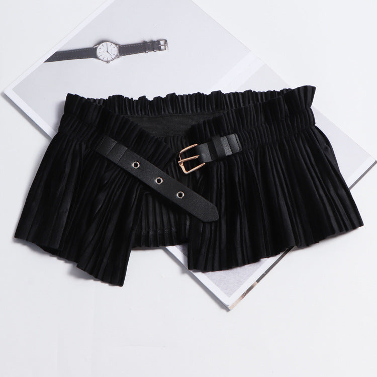 Ultra-wide Skirt Belt With Elastic Waistband Covering Belly