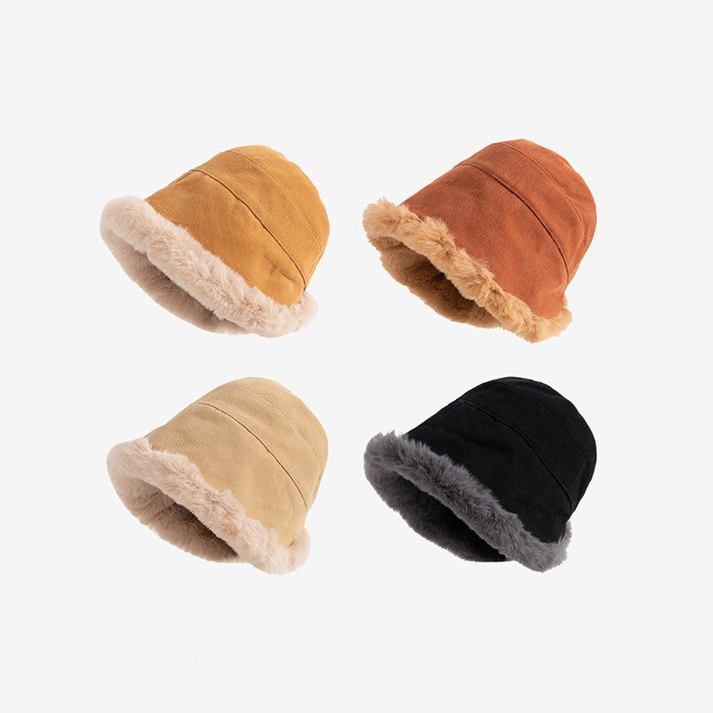 Warm Velvet Fashion Face-covering Basin Hat