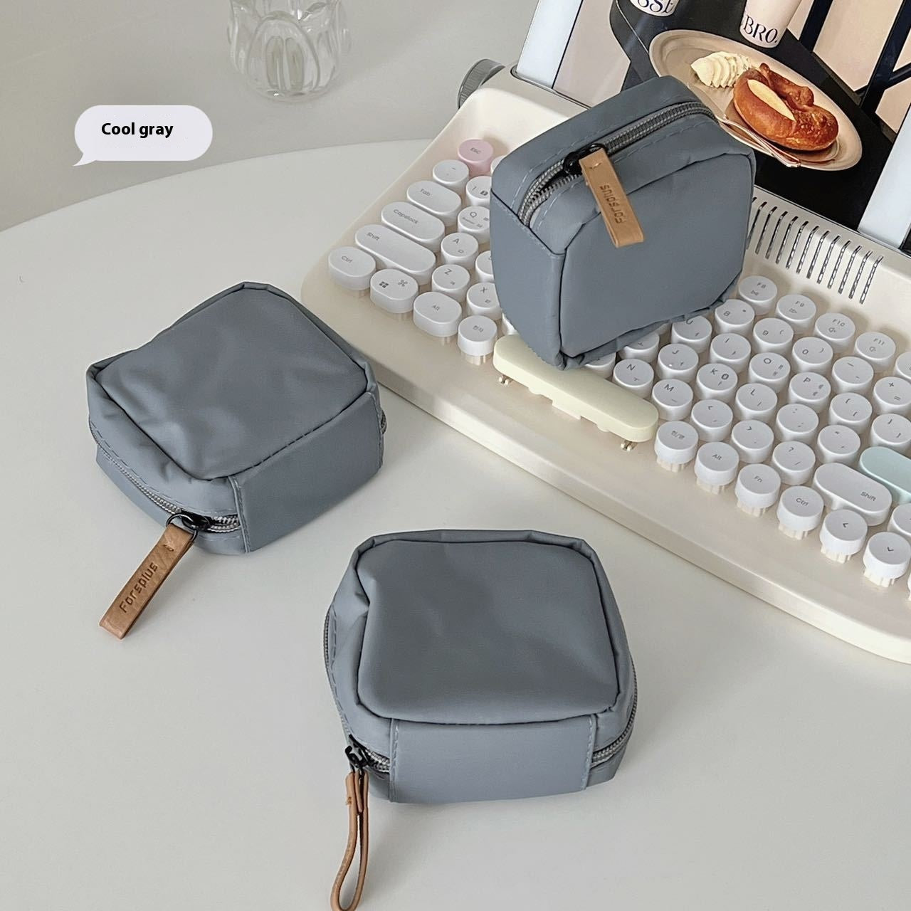 Mini Lipstick Minority Simple Japanese Solid Color Nylon Storage Bag