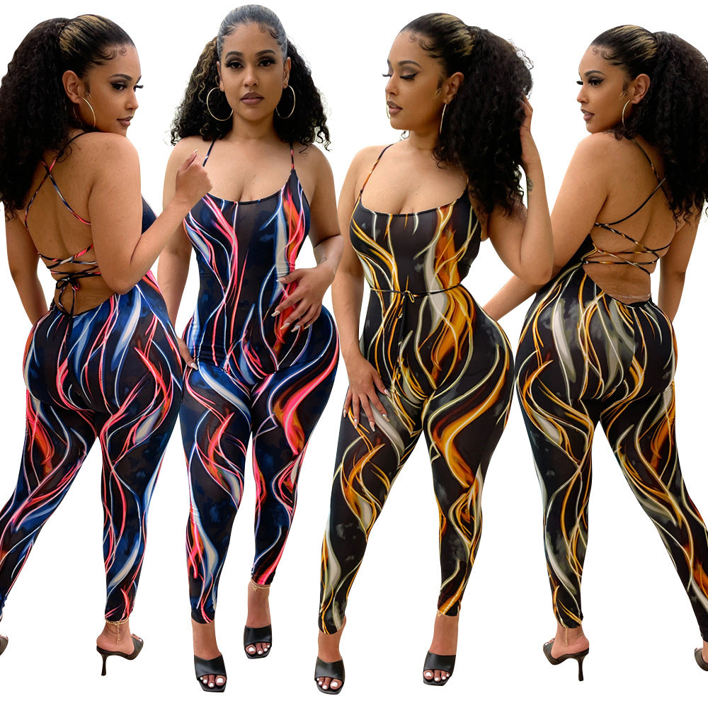 Women's Mesh See-through Suspender Jumpsuit