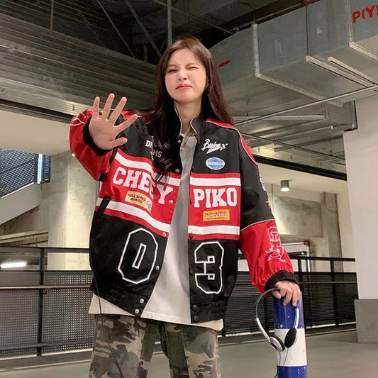 Retro Locomotive Baseball Uniform Loose Street Style Racing Trend