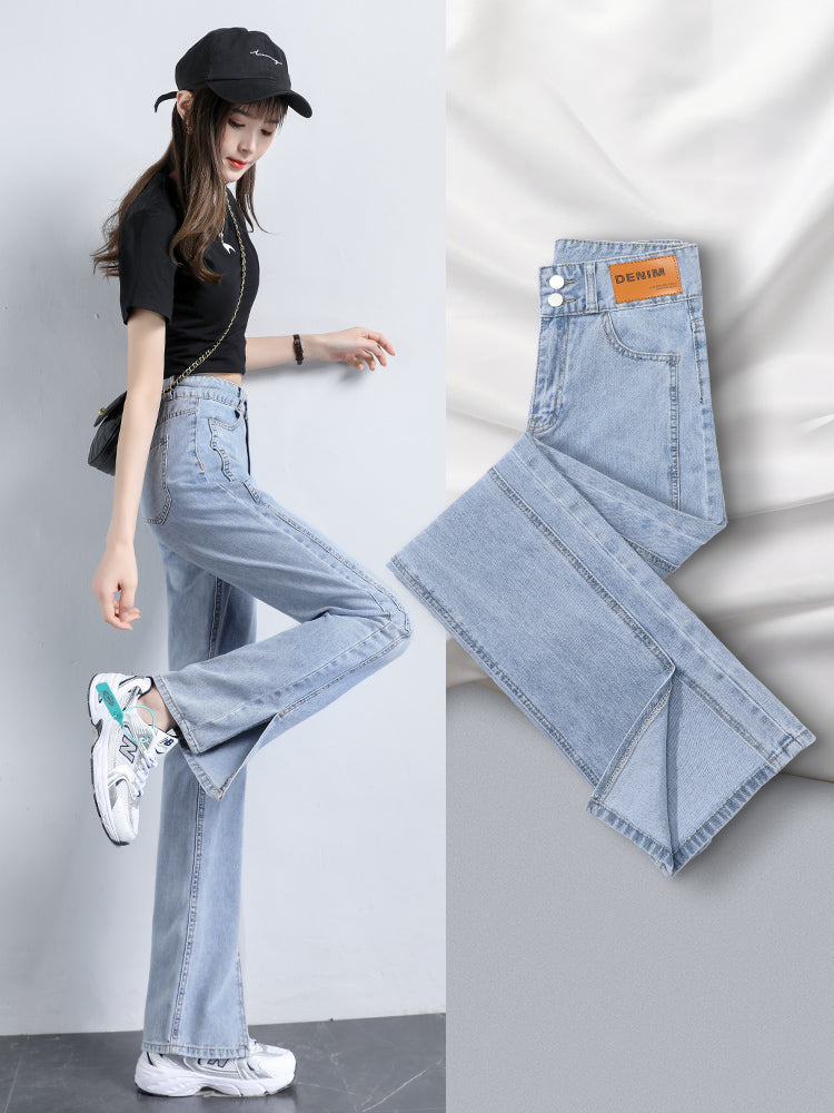 High-waist Summer Slim Straight-leg Loose Wide-leg Women's Jeans