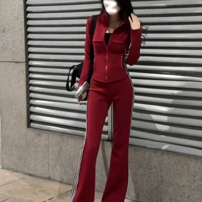 Spicy Girl Temperament With Plush Long Sleeved High Waisted Pants Sports Suit