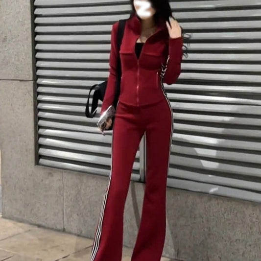 Spicy Girl Temperament With Plush Long Sleeved High Waisted Pants Sports Suit