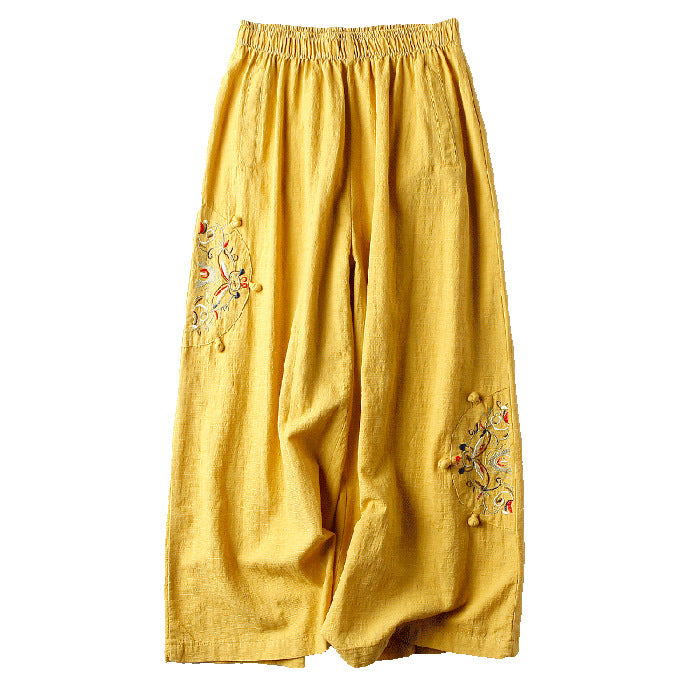 Summer Cotton Hemp Casual Pants Women's Thin Style