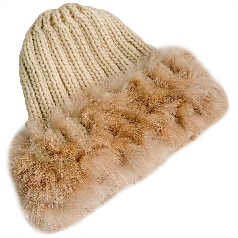 Women's Wool Fur Splicing Fisherman's Hat