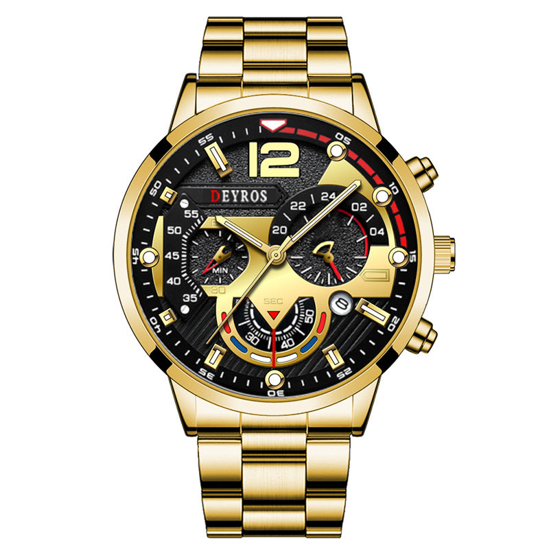 Six-hand Steel Band Quartz Watch Sports Men