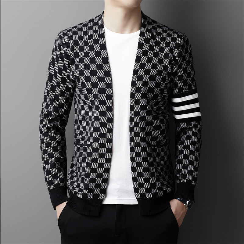 Efterår Ny Herre V-hals Ternstrikket Sweater