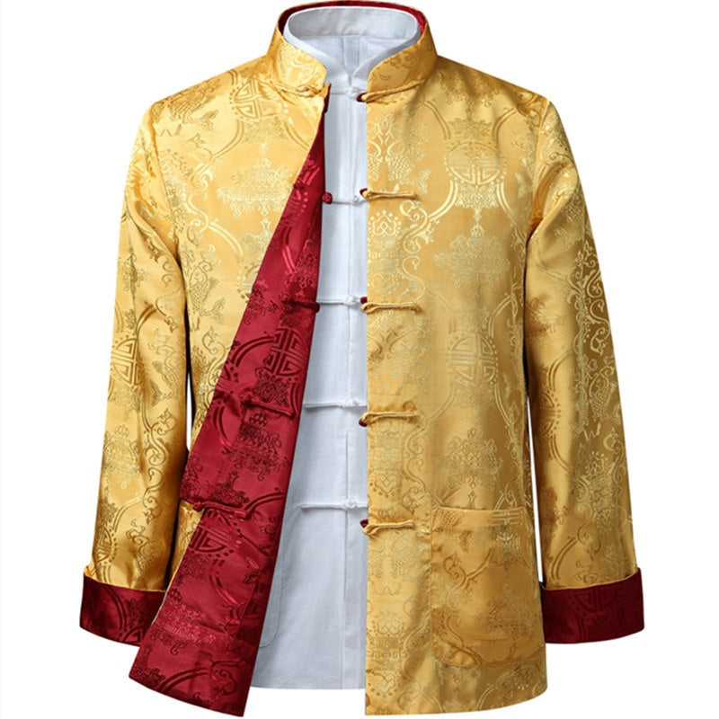Men's Tang Suit Spring And Autumn Thin Coat Double-sided Wear