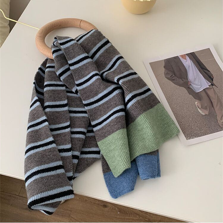 Women's Fashion Versatile Striped Warm Scarf