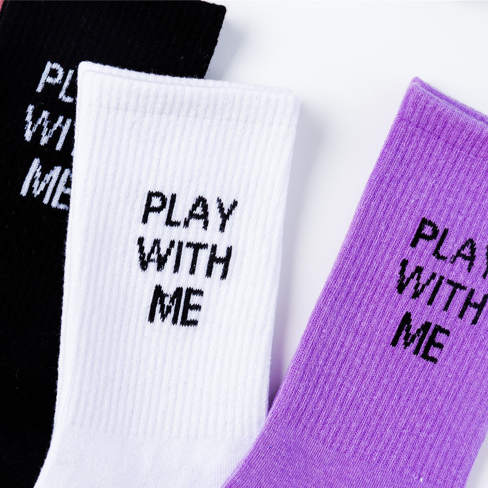 Macaron-colored Trendy Fashion Letter Mid-calf Socks