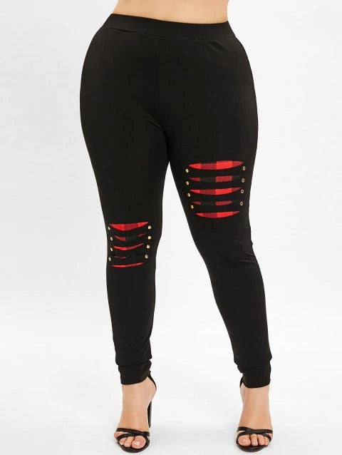 Knife Stitching Contrast Color Nailed Casual Leggings