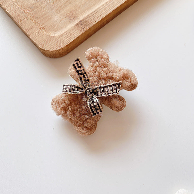 Autumn And Winter Cute Milk Coffee Color Plush Bear Edge Clip