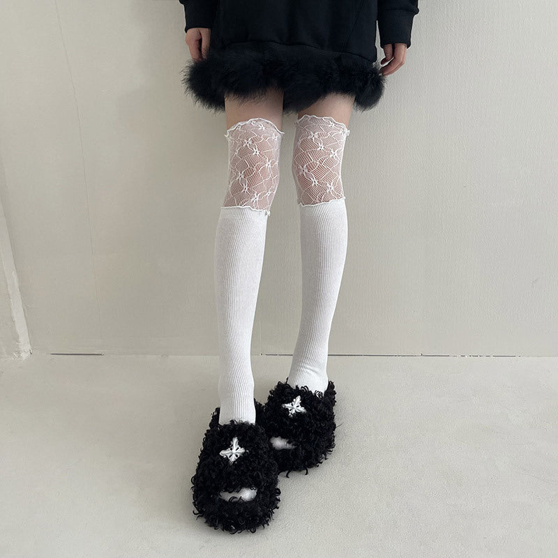 Women's Lace Splicing Fake High Tube Knee Socks