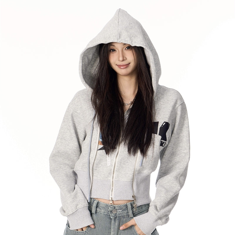 Fake Two Pieces Women's Hooded Sweater Letter Coat