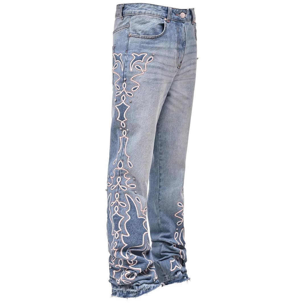 Nye denim-jeans med brede ben til mænd og gradient-design