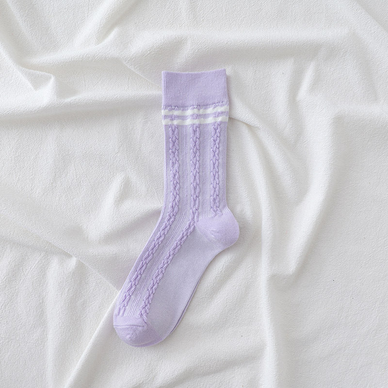 Purple-toned Womens Mid-calf Socks A Lightweight