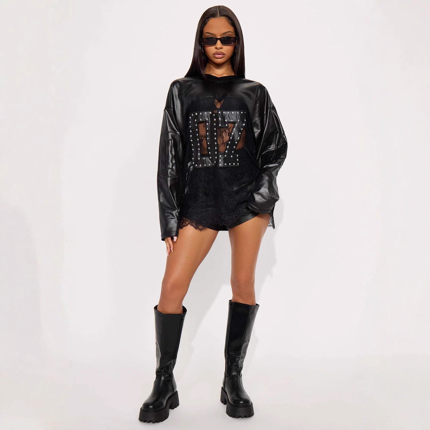 Printed Loose-fit Casual Street-style Long-sleeve Top