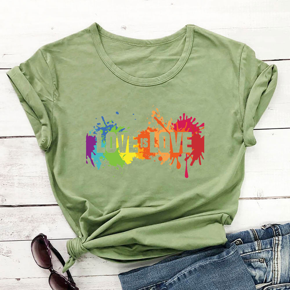 Valentine's Day Love Is Love Letter Color Printed T-shirt
