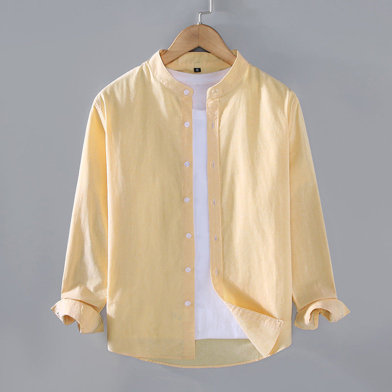 Spring And Autumn Thin Stand-up Collar Long-sleeved Men's Shirt