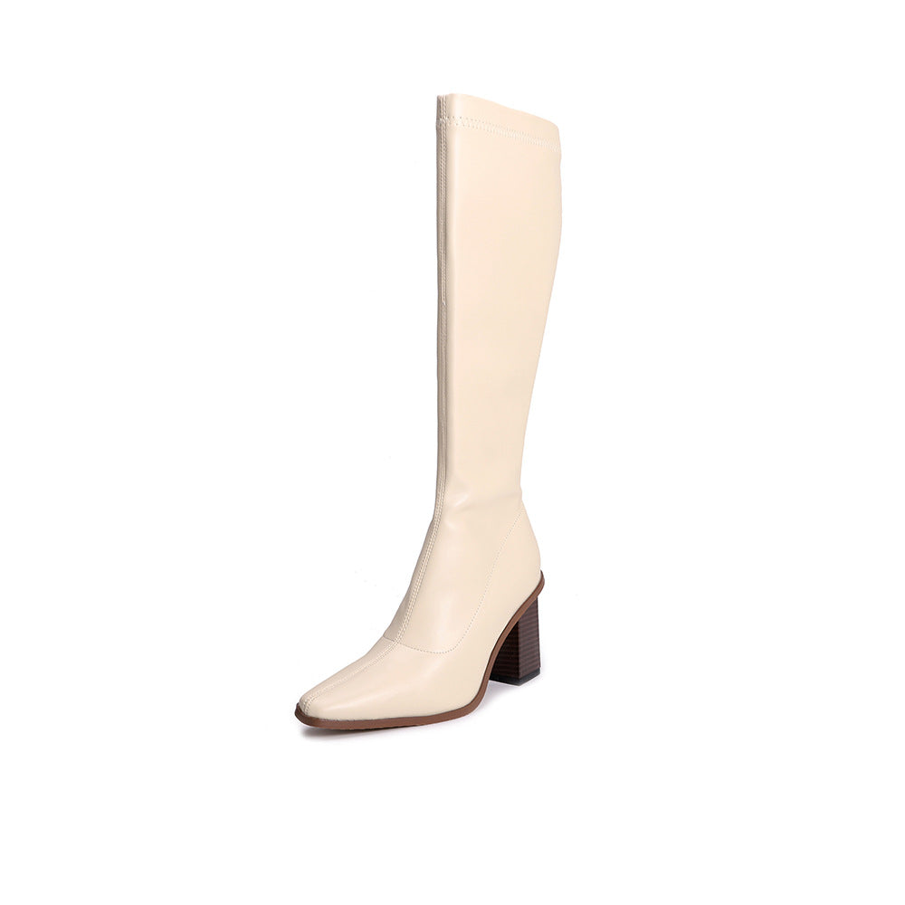 New Small Square Head Knight Boots Daily Net Red Match