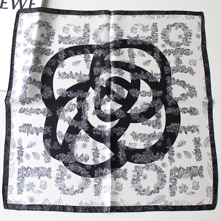 New Mixed Flower Shape Korean 53cm Silk Scarf