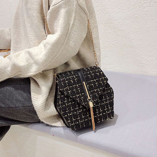 Fashion All-Match Woolen Chain Shoulder Bag