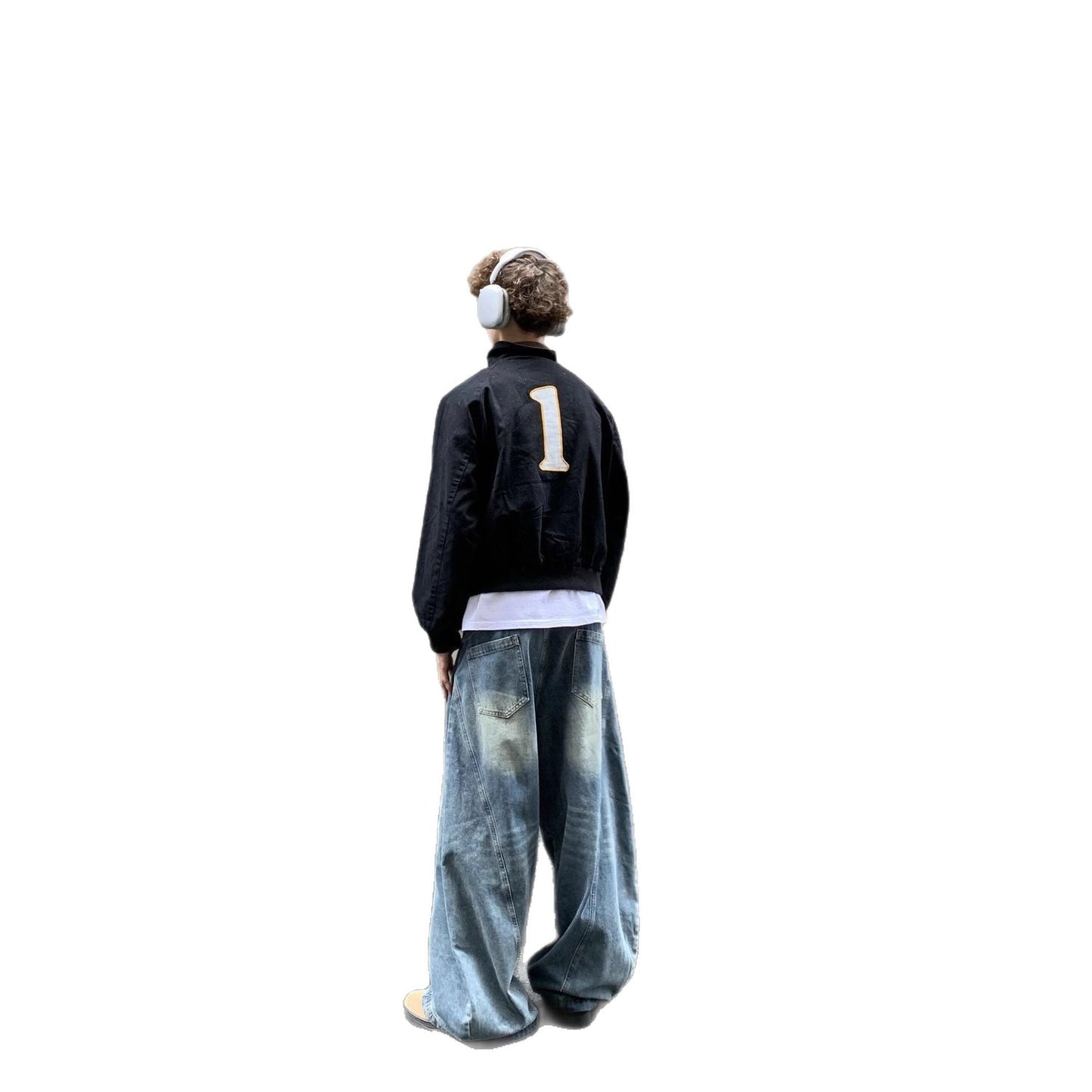Streetwear Navy Blue Cropped Baseball Jacket