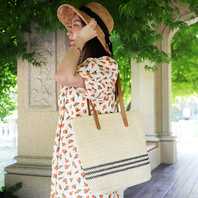 Fashion One Shoulder Straw Bag Casual Women's Beach
