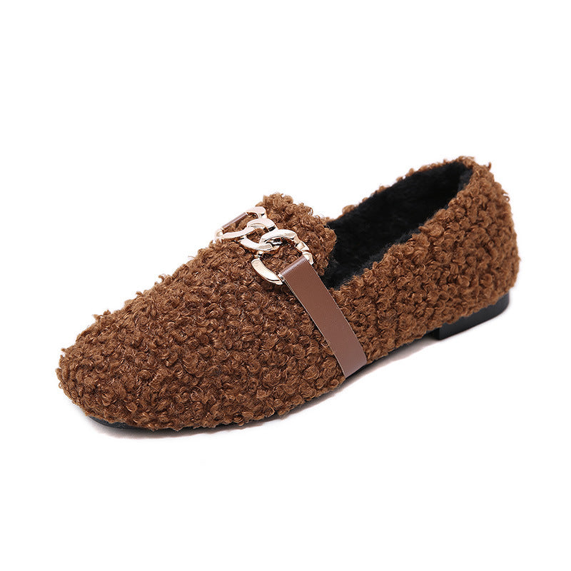 Pedal Shoes Women's Outer Wear Plus Velvet Warm Cotton