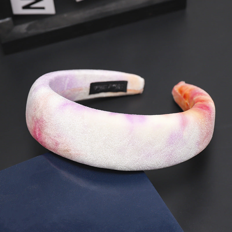 Tie-dyed velvet sponge headband
