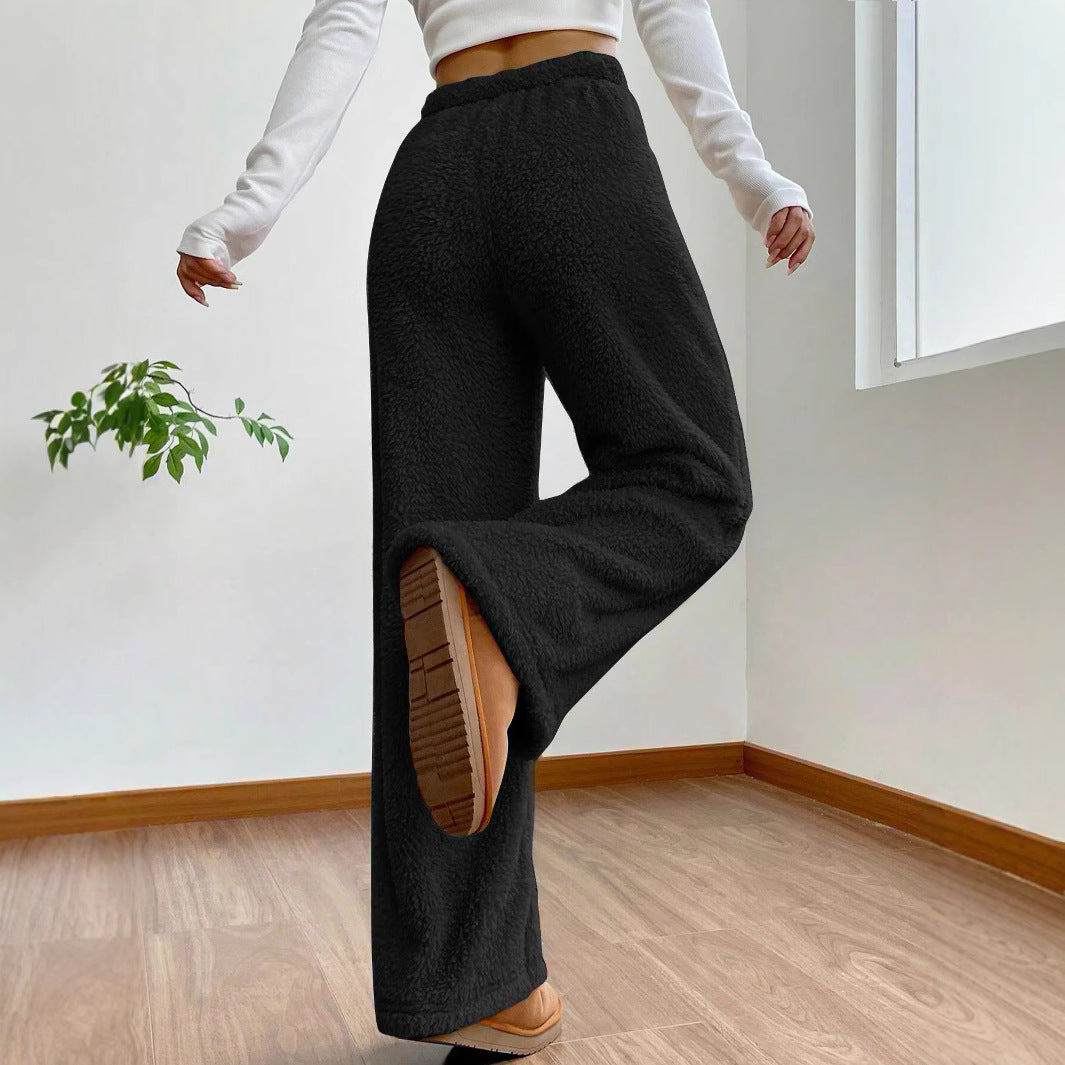 Plush Casual Loose Soft Wool Warm Home Pants