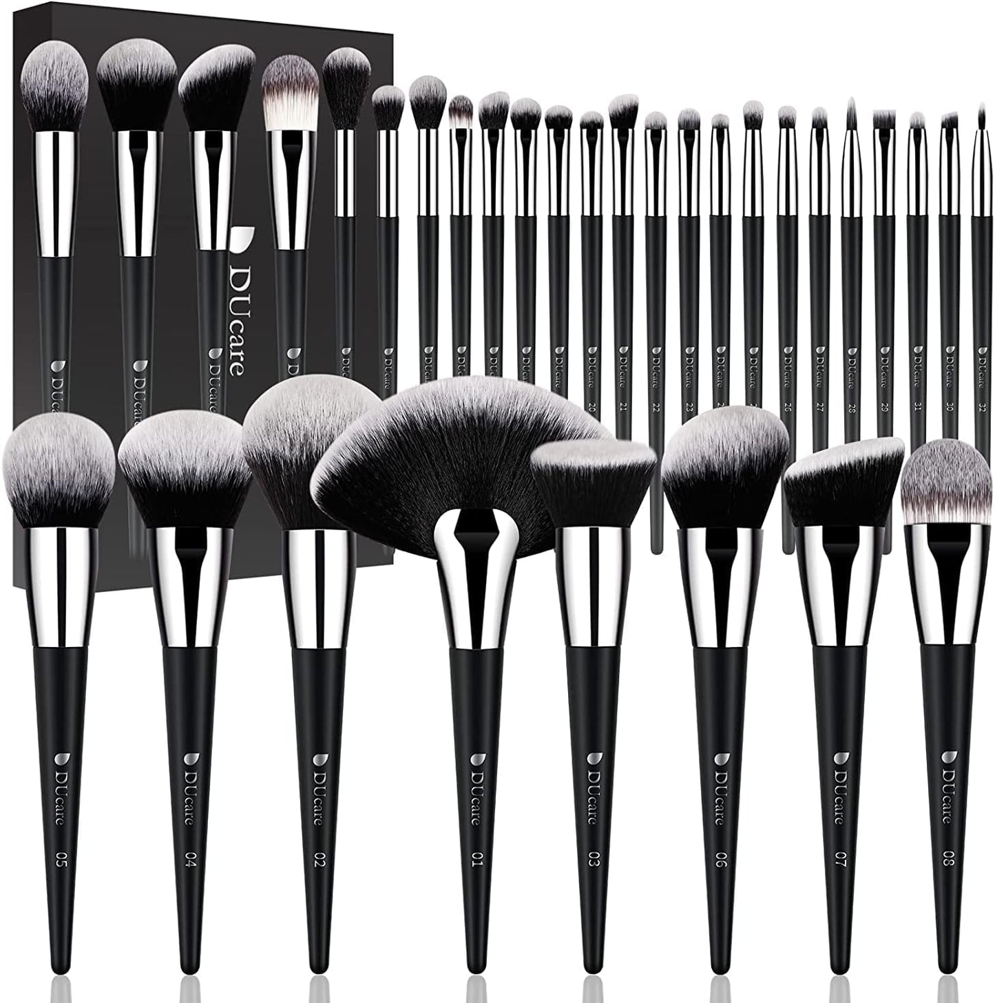 Ducare Set De Brochas De Maquillaje 15 Pcs Con Bolsa Profesional Brochas De Maquillaje Synthetic,Mango De Madera,Brocha Para Contorno De Ojos Y Rubor,Regalo Para San Valentín,Navidad Y Año Nuevo