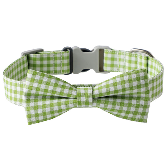 Checkered Dog Collar And Bow Tie In Multiple Colors