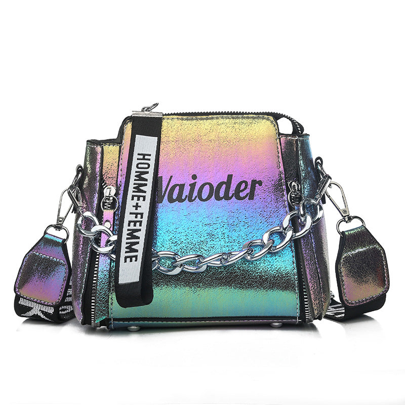 Korean style colorful laser broadband bucket bag
