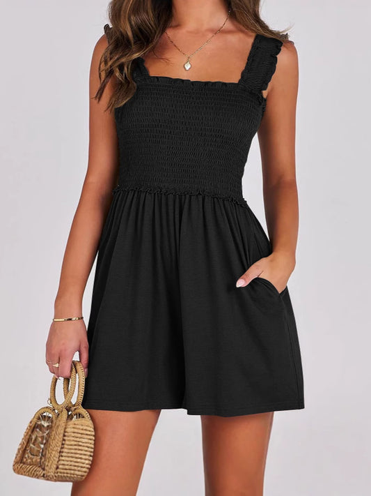 Casual Smocking Overalls Women's Casual All-matching