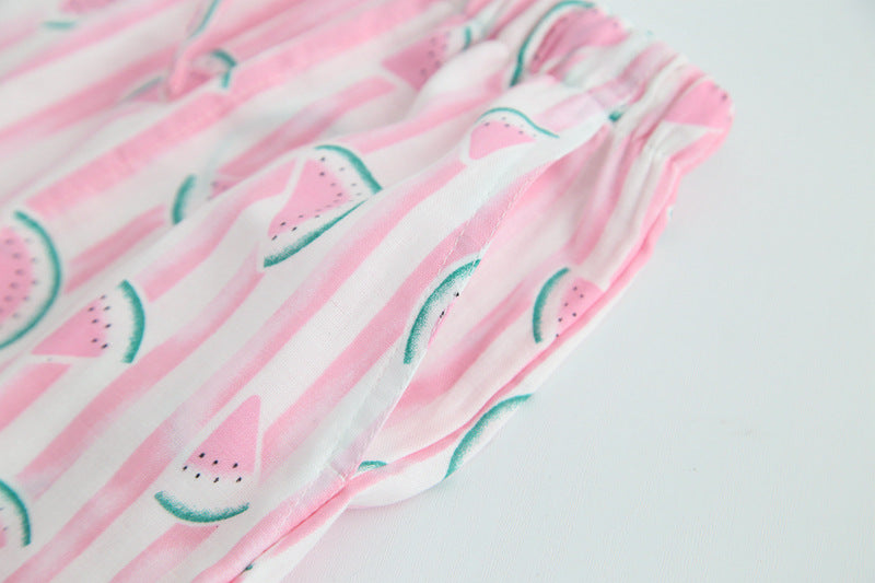 Cotton Double-layer Gauze Three-point Pajama Pants