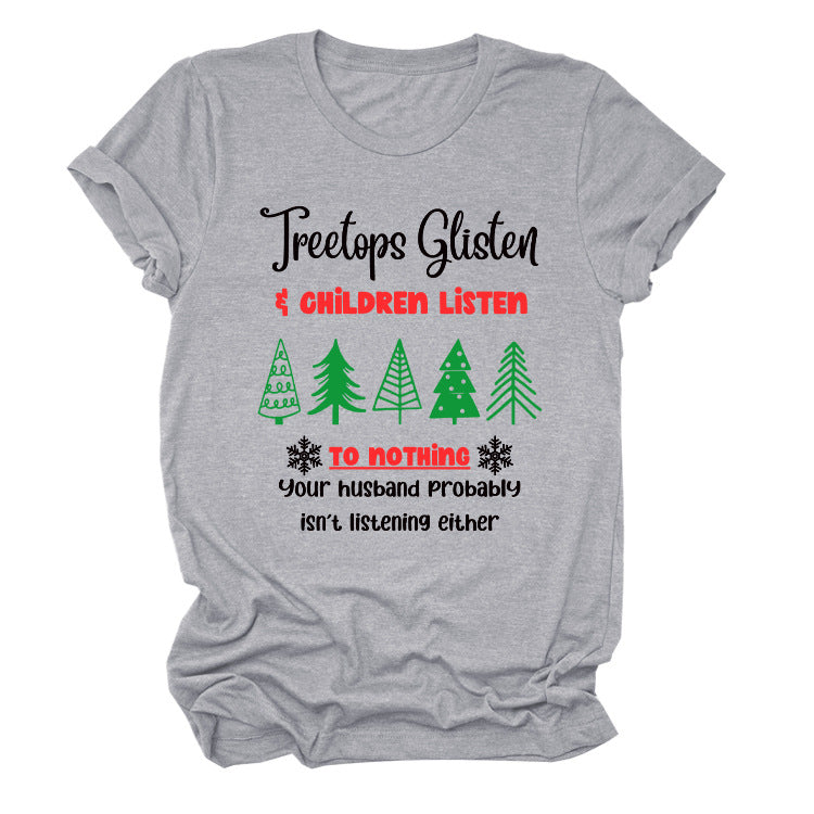 Christmas Print Casual Short Sleeve T-Shirt