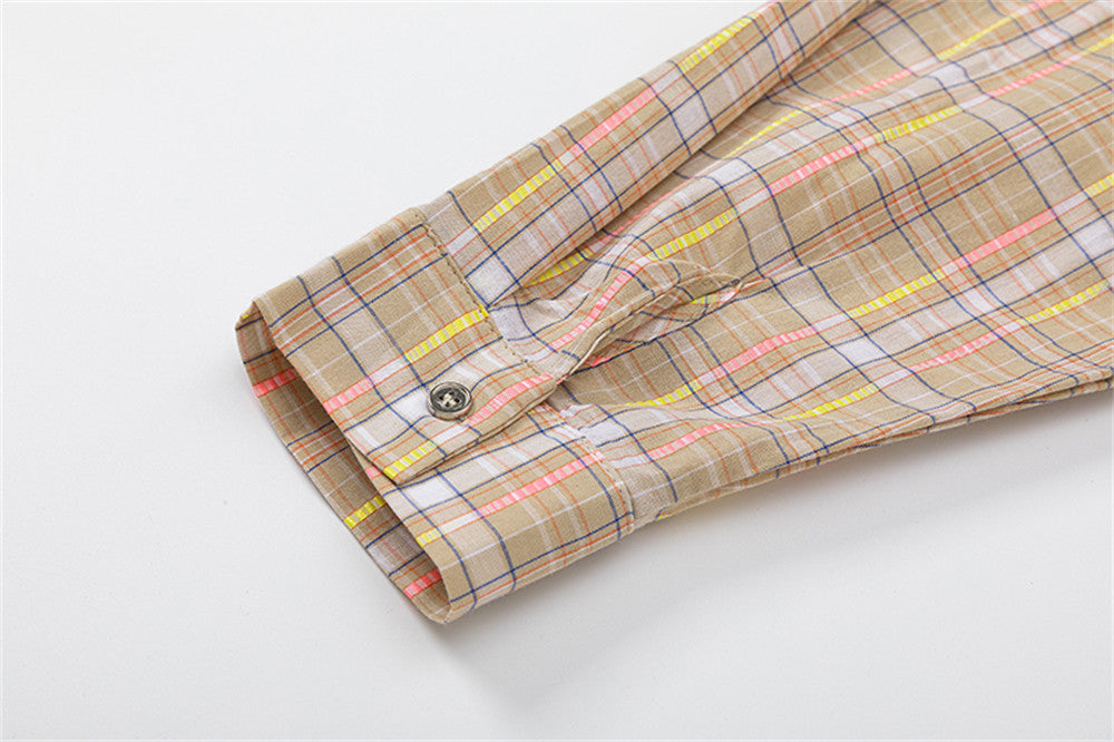 Plaid Long-sleeved Shirt Men's Autumn Street American Style