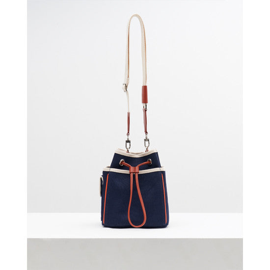 Contrast Color Drawstring Closed Canvas Bag