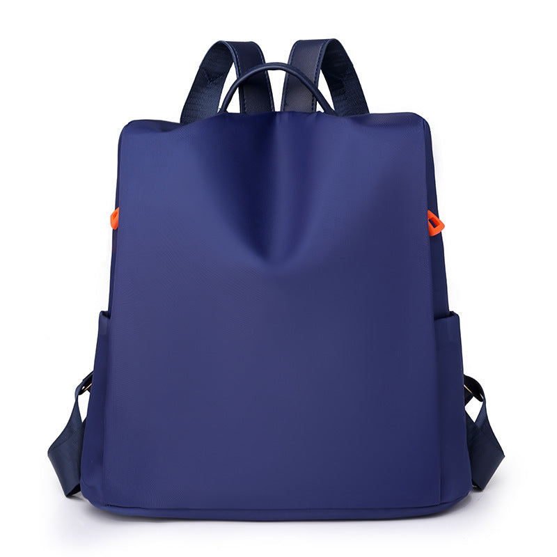 Solid Color Casual Ladies Backpack Oxford Cloth Backpack