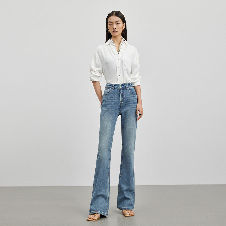 Retrojeans til kvinder, slankende og højtaljede