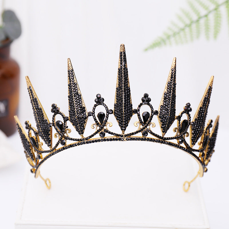 Baroque black bridal crown headband