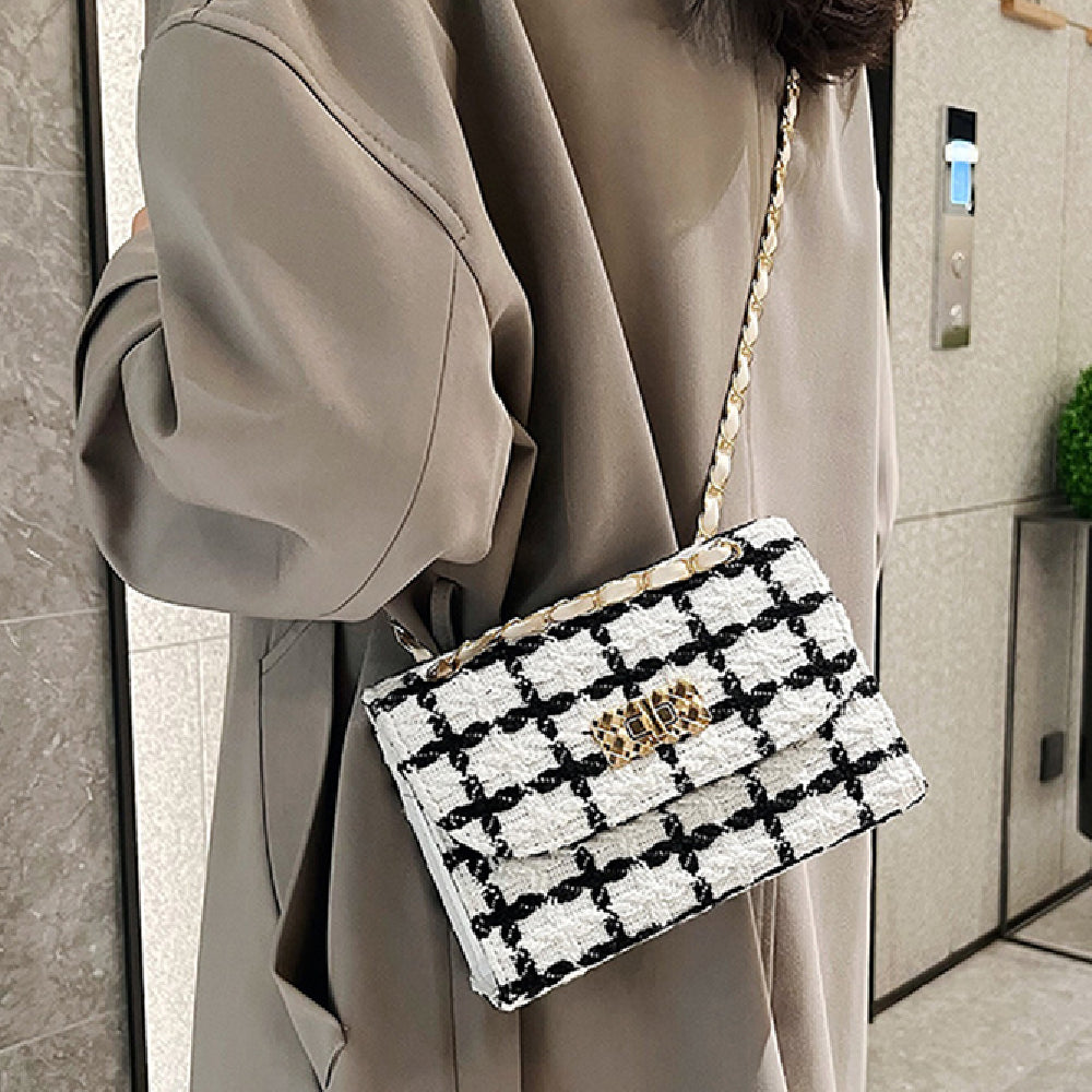 Damemode Trendy Kædetaske Tekstur Crossbody