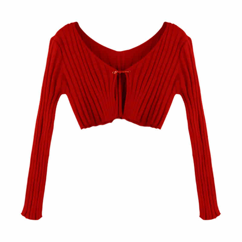 Deep V-neck Low Cut Cardigan Top Ultra-short Shawl